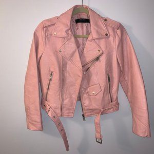 Pink ZARA faux leather jacket